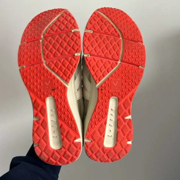 Worn once Veja Candor 2 Alveomesh Natural Cream lime green orange sneakers 7.5 - Picture 6 of 14